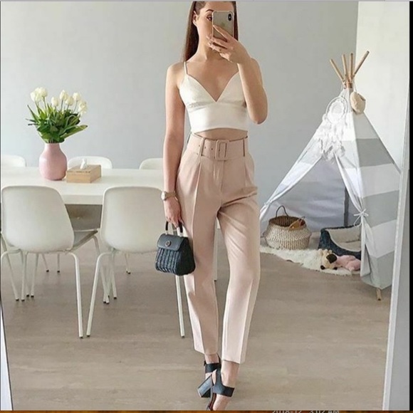 NWT ZARA High-Waisted Belted Pants BLOGGER FAVORITE - Picture 3 of 9